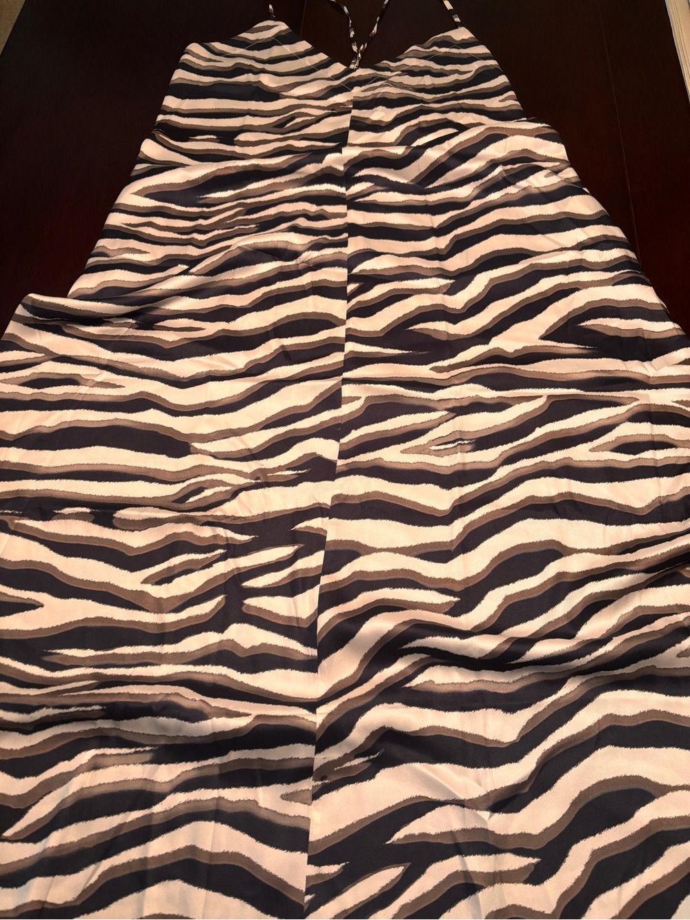 Banana Republic Black and Cream and Brown Zebra-Print Maxi Dress
